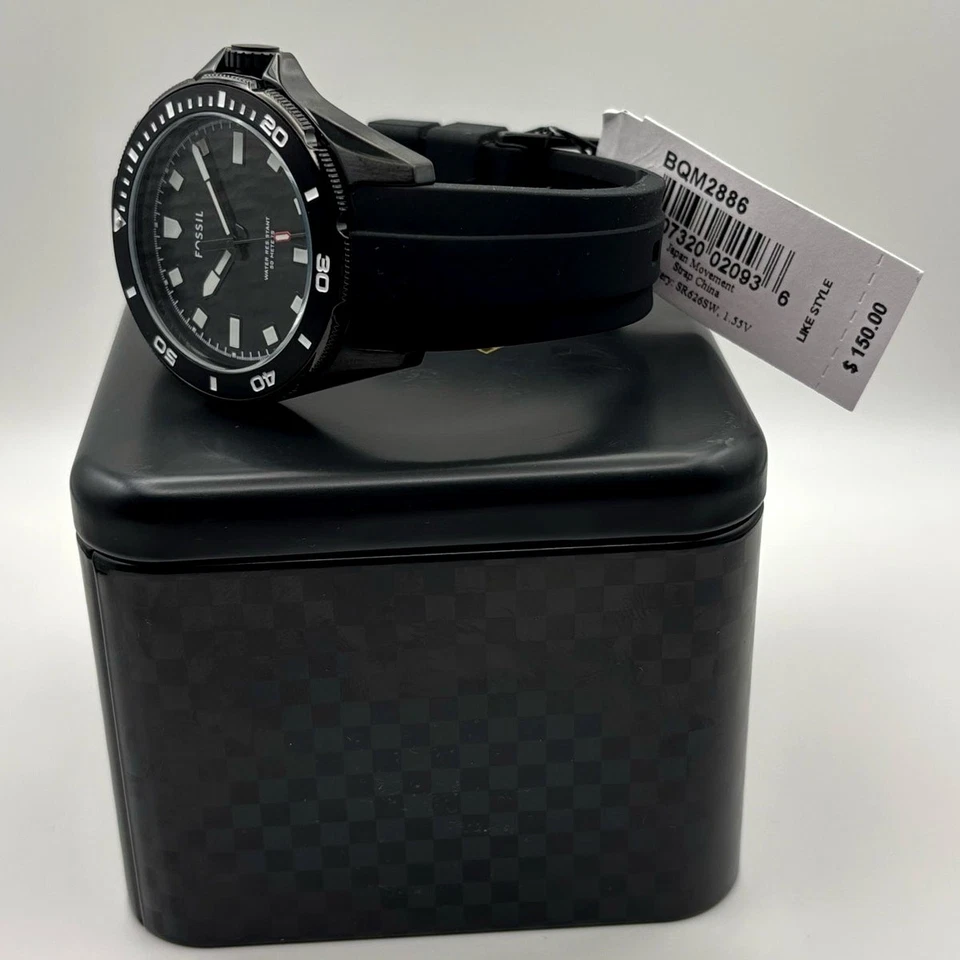 Reloj de cuarzo Fossil Dalton BQM2886 para hombre 42 mm correa de silicona negra nuevo en caja con etiquetas Foto 4 de 4