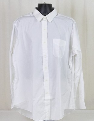 NWOT Saks Fifth Avenue TTX Finest 2x2 Cotton Broadcloth White SHIRT 17.5 x 36