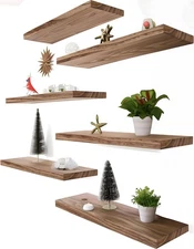 Light Wood Floating Shelves for Wall Rustic Wall Shelf for Bedroom Living Roo...