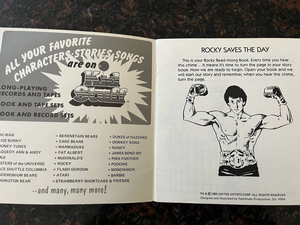 Rocky Stallone vinyl 7” ep record mint 1983 hear, read book Kid Stuff - Image 3 of 4