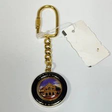 Stanford University Keychain Architecture Photo Spinner Gold Tone Collectible