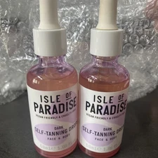 2 Isle of Paradise DARK Face & Body Self Tanning Drops - 1.69 fl. oz., 50 ml New