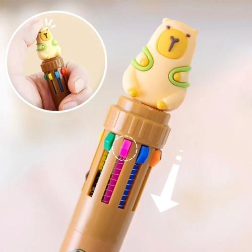10 Color Cartoon Ballpoint Pen Capybara Ink Gel Pen Cute Writing Pen - Picture 3 of 11