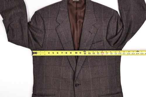 Vintage Canali Brown Herringbone Tweed Wool/Cashmere Windowpane Blazer 40R - Picture 11 of 15