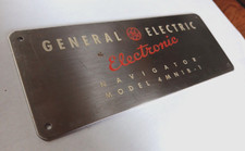 Old Vintage GENERAL ELECTRIC GE Industrial Equipment Stainless Plaque Sign