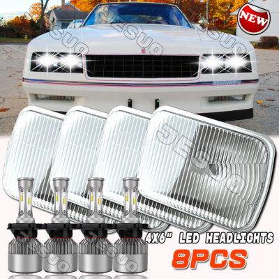 4PCS 4x6  inch LED Headlight Hi-Lo H4 For Chevrolet Monte Carlo 1980-1988 Camaro