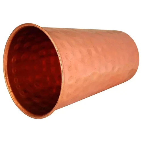 Pure Copper Water Hammered Glass Drinking Tumbler Capacity Set Of 2 PC 450ml - Picture 4 of 4
