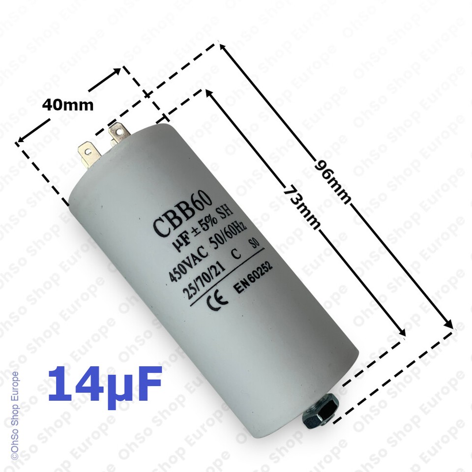 Condensatore/Motore Condensatore 10uF / mf CBB60 450V con Cavo E