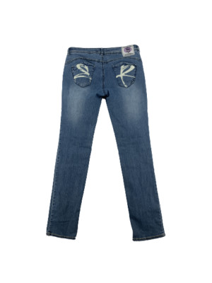 Ecko Redenim Jeans Womens Sz 9/10 Skinny Distressed Destroyed Embroidered Denim