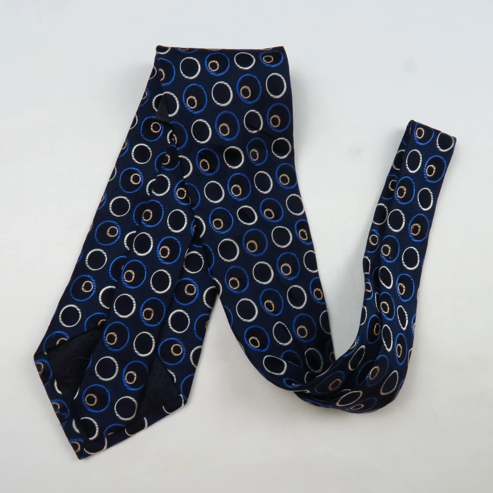 Gravata masculina Croft & Barrow círculos azuis bolhas 58x3,75 moderna colorida legal - Imagem 4 de 4