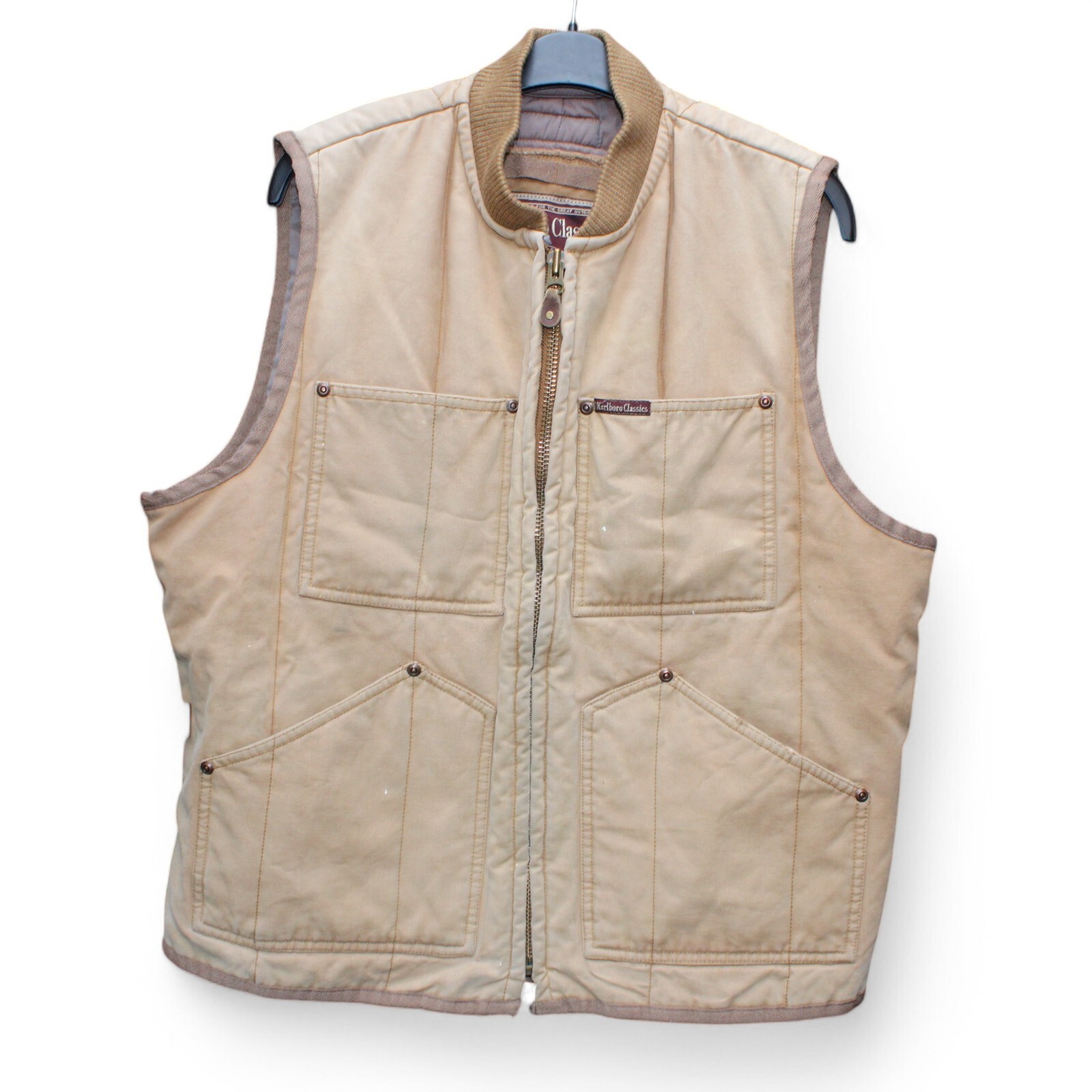 Marlboro Classics Gilet Vest Mens Size Large Cotton Quilted Iridescent Brown Zip