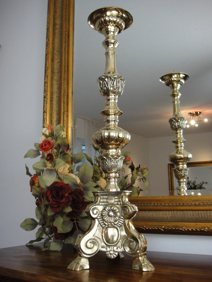 Kirchenleuchter Gold 68,5 cm Antik Barock Alu XL Kerzenleuchter Kerzenständer - Bild 3 von 4