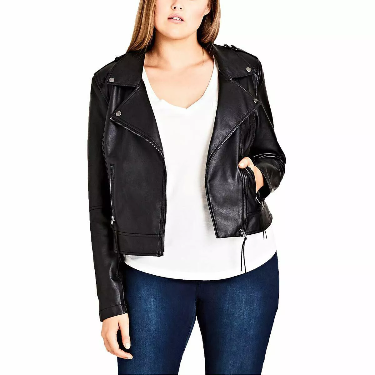 City chic faux store leather jacket
