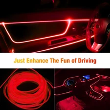 USB LED Glow Red Wire Neon Strip Light Car Interior Atmosphere Light Decor Lamp 