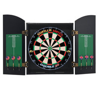 Gorilla Darts Centre Set Wooden Black Cabinet Set Dartboard inc Darts Package