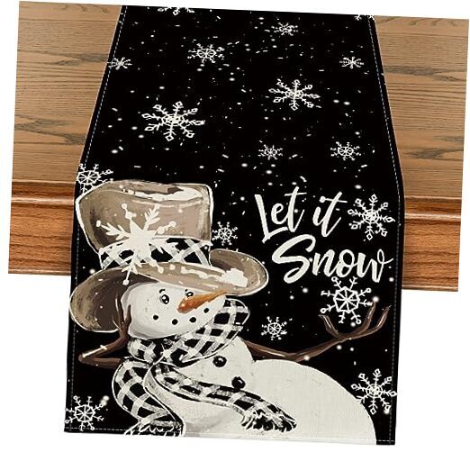 Snowman Snowflake Let it Snow Winter Table Table Runner, 13