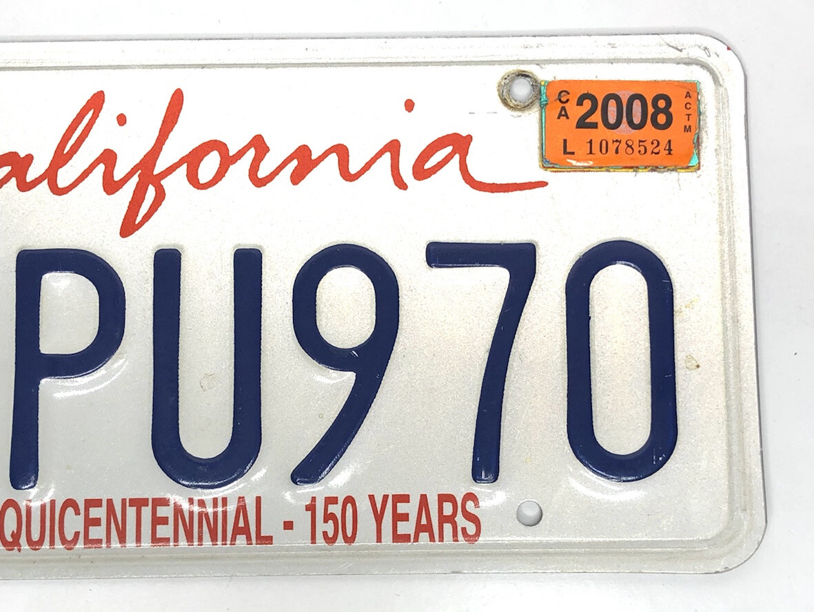 2008 California License Plate 4EPU970 Sesquicentennial 150 Years eBay