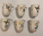 LENOX BUTTERFLY MEADOW Porcelain Scalloped Coffee Mug Tea Cup Floral Set of 6