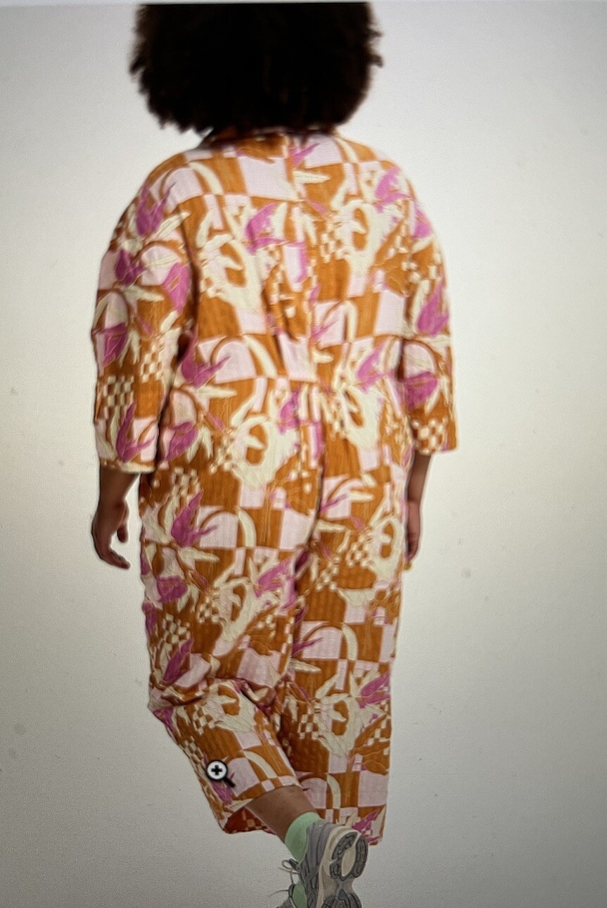 Lucy and Yak Fran Retro Orange Floral Jumpsuit Cropp… Gem