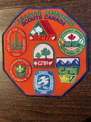 Canadian Seven Jamborees Boy Scout Patch 1949- 1989 8 1/4'', 7 Jamborees 1 Patch