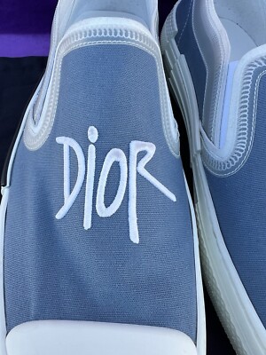 dior stussy slip on