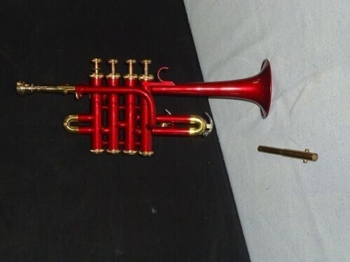 *NEUF TROMPETTE PICCOLO HAUTE QUALITÉ LAITON ROUGE BB/A plat trompette trompette étui gratuit - Photo 1 sur 2
