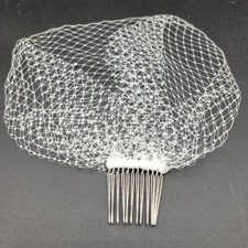 Vintage Rhinestone Birdcage Wedding Veil White/Silver Accents