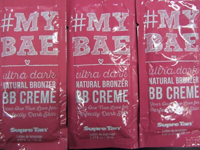 5 PACKETS SUPRE # MY BAE ULTRA DARK NATURAL BRONZER BB CREME TANNING LOTION