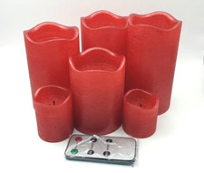 LED-Stumpenkerzen Metallic Rot Weihnachts Deko 6tlg mit Fernbedienung & Timer
