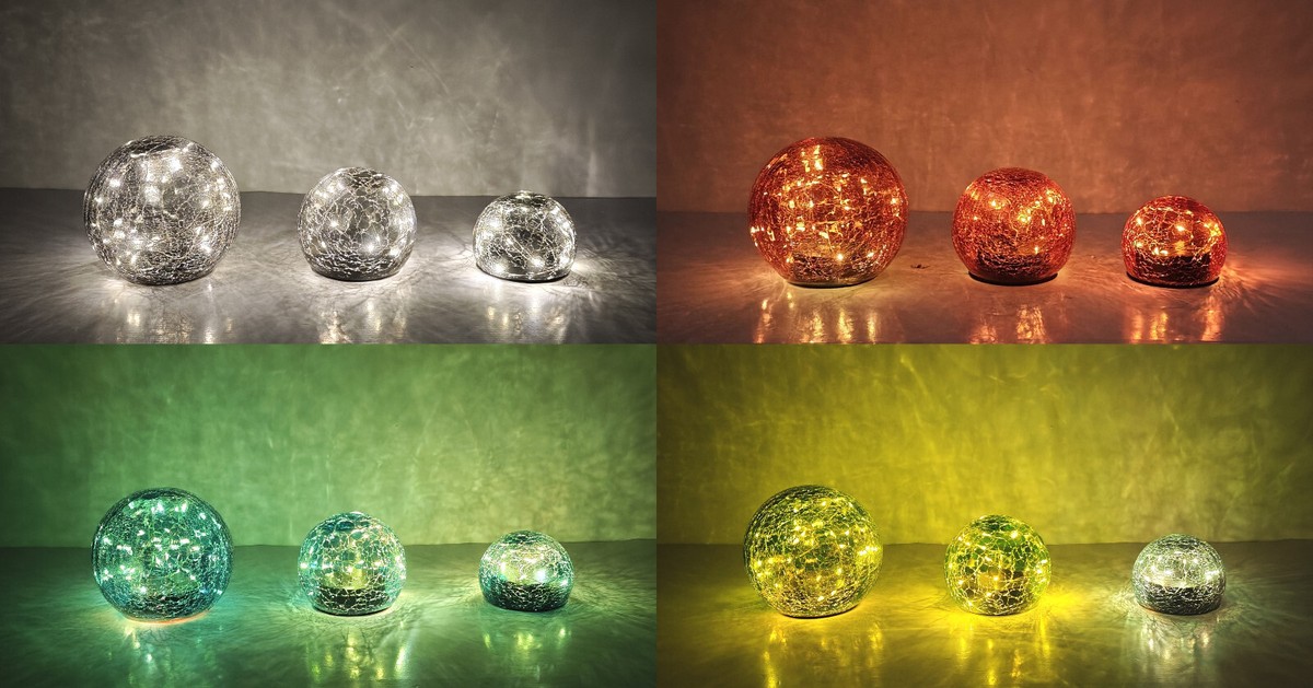 Lights4fun LED Glaskugeln Set – 3 Kugeln Mit Warmweißem Licht, Timer, Für Fensterbank & Deko