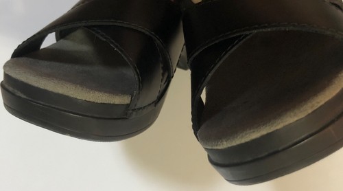 Dansko Sandals Womens 38 size 7 Slide Black Leather Slip On Wedge Cute! - 第 9/9 張圖片