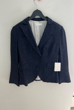 Bnwt Nicole Farhi Ladies Uk 12 Wool Linen Jacket Navy Blue