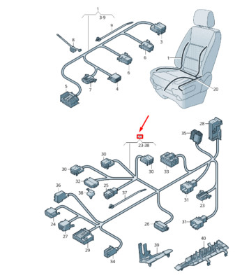 NEW VW TRANSPORTER T6 FRONT LEFT SEAT FRAME WIRING LHD 7E0971391 NO DUTY TO  