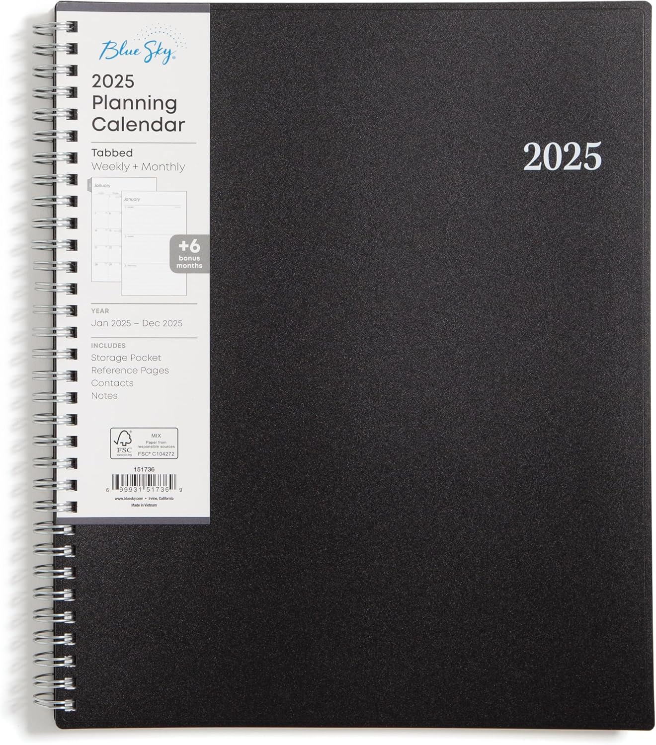 2025 Weekly and Monthly Planner, January - December, 8.5