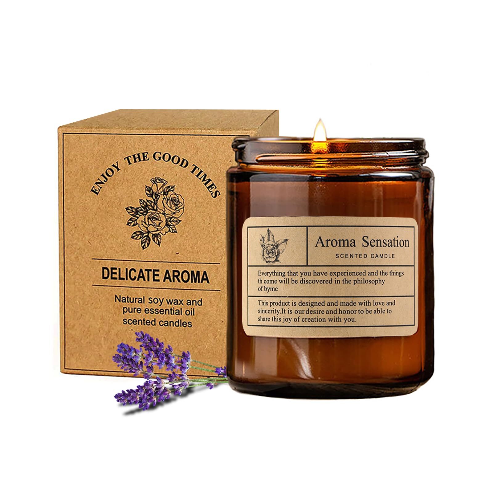 Lavender Scented Soy Candle for Home Long-Lasting Smoke-Free Aromatherapy