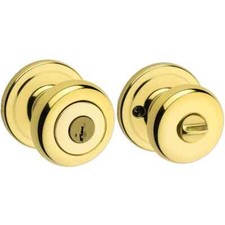 Kwikset Juno Polished Brass Entry Door Knob w/ SmartKey Security Microban
