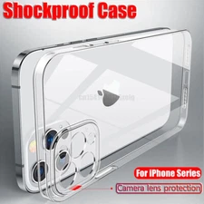 For iPhone 16 15 14 13 12 11Pro Max XR Plus Shockproof Clear Soft TPU Case Cover
