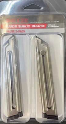 Ruger  Mark  III & IV Magazine 10-Round 22-LR Value 2-Pack 90645 Mag New
