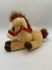 Tan Cream White Brown Horse Plush Red Bridle Dan Dee Dandee Laying Plush Limit