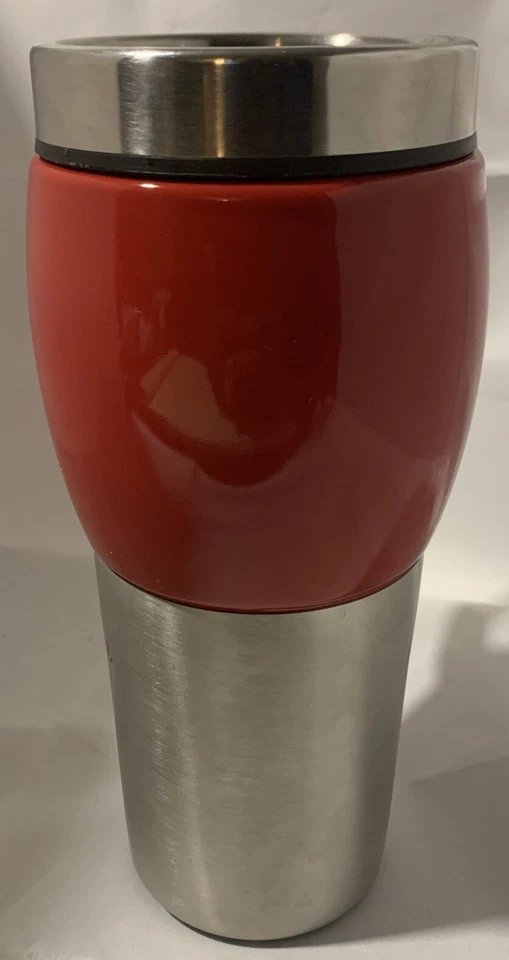 Taza de viaje Mr Coffee Traverse 16 oz roja de acero inoxidable y cerámica Foto 2 de 4