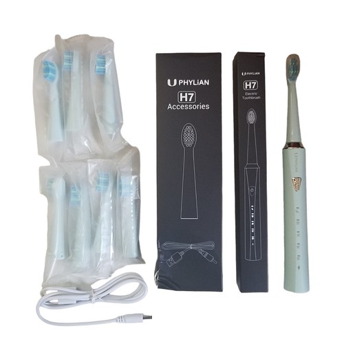 LIGHT MINT GREEN Phylian Sonic Electronic Toothbrush 5 Brushing Modes H7 Series - Picture 3 of 23