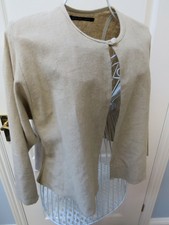 Vintage Maggie Carol Linen Cotton Jacket Size Large Beige Designer