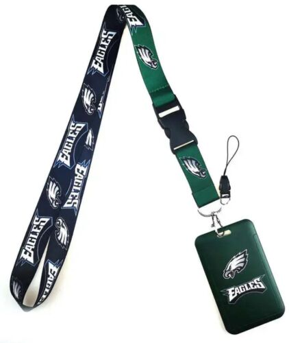 Porte-clés à cordon NFL FOOTBALL TEAM Philadelphie Eagles porte-identification STOCK AMÉRICAIN livraison - Photo 1 sur 1