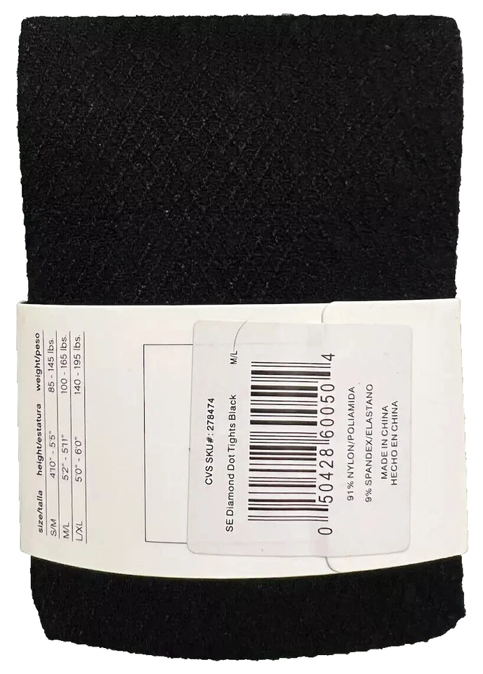 Medias con textura Hanes Style Essentials de moda con puntos de diamante talla M/L negras Foto 2 de 4