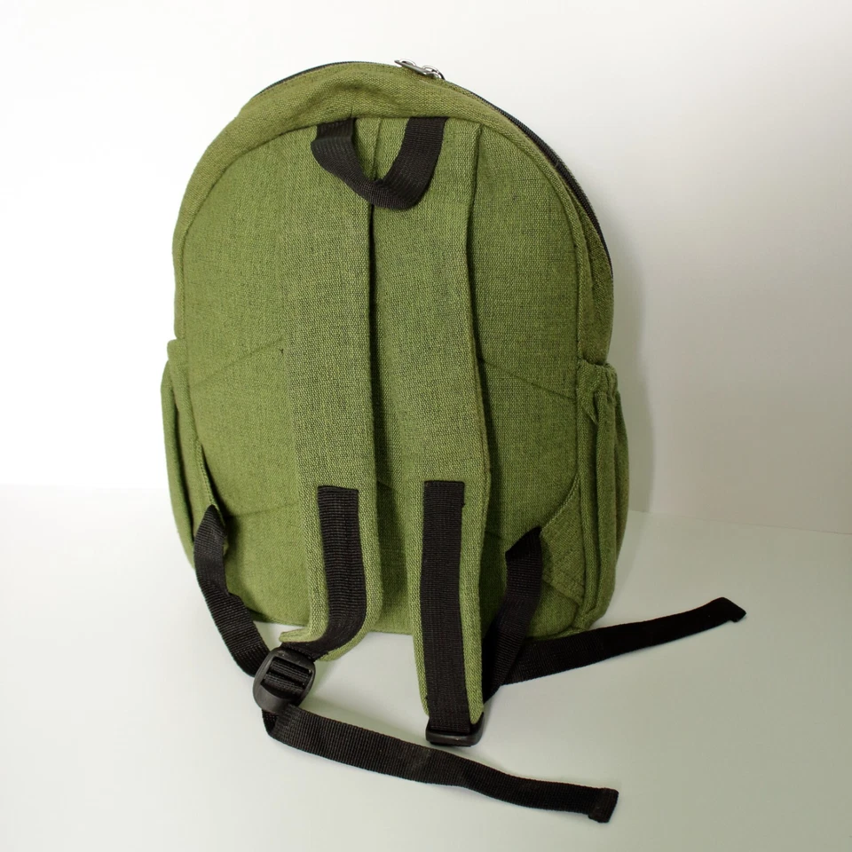 Kathmandu Imports Backpack Green Hemp Style Mushroom Embroidery Nepal Boho Festi - Image 2 of 4