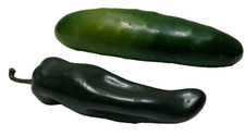 Vintage Faux Artificial Realistic Vegetables Green Hot Pepper and Cucumer