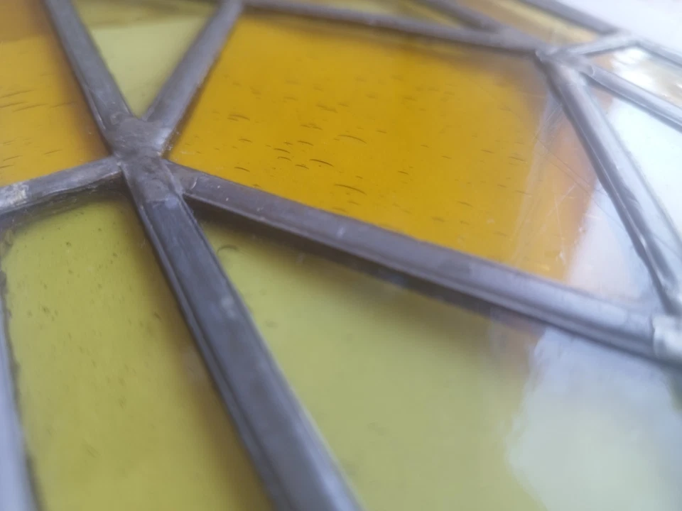 Vitrail Ancien, Jaune Vert Orange, Possibilité Achat Plusieurs. 14x51,5 - Photo 4/4