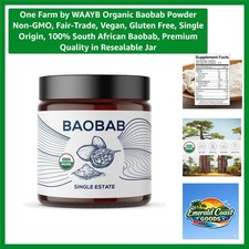 Sustainable Baobab Powder - Organic, Gluten Free, 3.17 Oz Resealable Jar