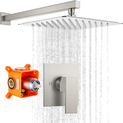 Gotonovo Rainfall Shower Faucet Set System Shower Trim Kit 10 Inch Rain Shower