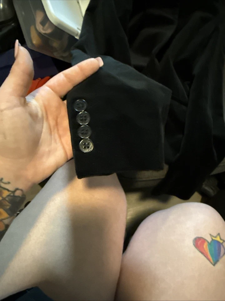 Ralph Lauren Velvet Jacket Black 100% Cotton Collarless Logo Buttons Size 8 - Image 3 of 3